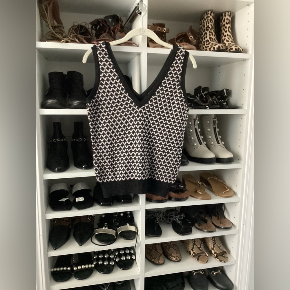 Black and White Knit Sweater Vest